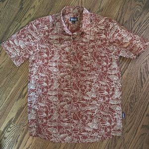 Patagonia Men’s Go To Shirt: Mushroom Forest Batik: Sequoia Red